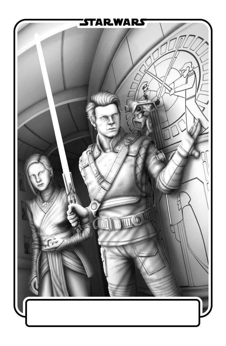 EdWatsonArt's tweet photo. Star Wars Tarot - The Sky River Deck:

Card 30: Four of Swords.
Characters: Cal Kestis &amp; Merrin.

**This is fan art. Star Wars ©Lucasfilm Ltd ©Disney.**

#TarotCards #StarWars #StarWarsTarotCards #Jedi #Sith #CalKestis #Merrin #JediFallenOrder #JediSurvivor #Disney #LucasfilmLtd https://t.co/76uNbnocHt