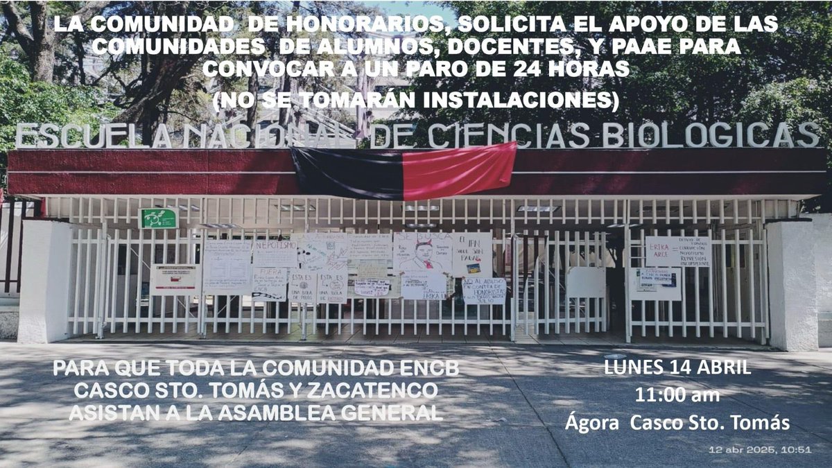 ipn_leaks's tweet photo. #difundamos @IPN_MX @mendoza_ruben @telediario @multimediostv El día viernes 11 de abril se llevó a cabo una asamblea convocada por el personal de honorarios @STPS_mx @ArturoReyesS_ , está se llevó a cabo entre miembros comunidad de la #ENCB @IPNENCB con directivos, ante las https://t.co/GYHTSCPNib