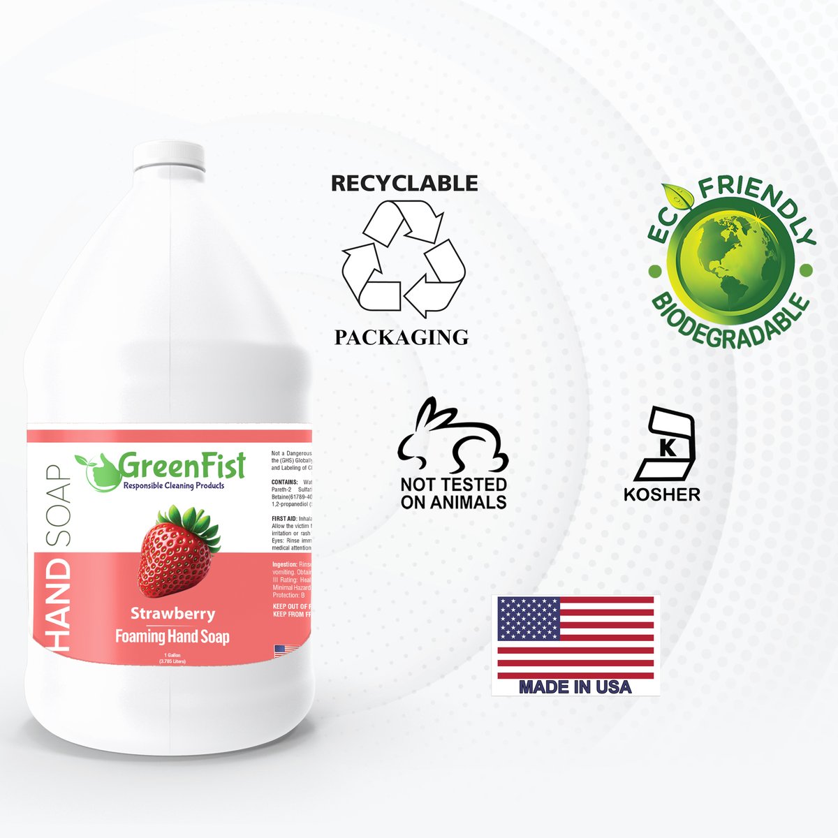 GreenFist Foaming Hand Soap Refills Strawberry Scent Jug Foam Refill Made in USA, 128 ounce (1 Gallon) a.co/d/1mAkyfv #Amazon via @Amazon