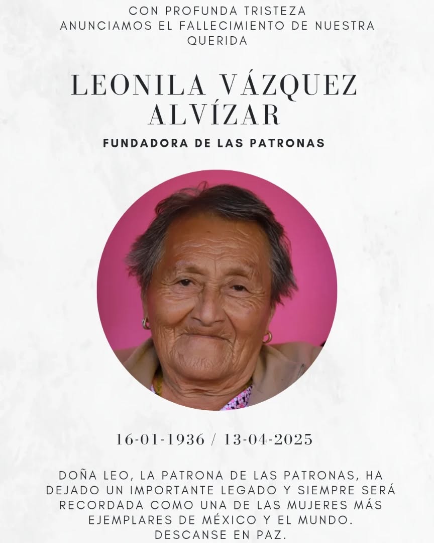 Con mucha tristeza anunciamos el sensible fallecimiento de una gran mujer, nuestra querida Leonila Vázquez Alvízar, fundadora de este importante proyecto. Esta mañana su corazón ha dejado de latir, pero su sabiduría y humanidad ha quedado impregnada en cientos de personas