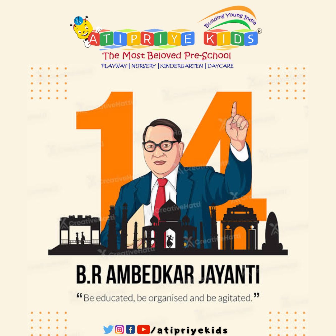 atipriyekids's tweet photo. At Atipriye Kids School, we strive to instill his values of knowledge, dignity, and empowerment in every student. Let us remember his words:
“Be educated, be organized, and be agitated.”

Happy Ambedkar Jayanti!
#atipriyekids #AmbedkarJayanti #SchoolTribute #DrBRAmbedkar https://t.co/1rFTPCBOnK