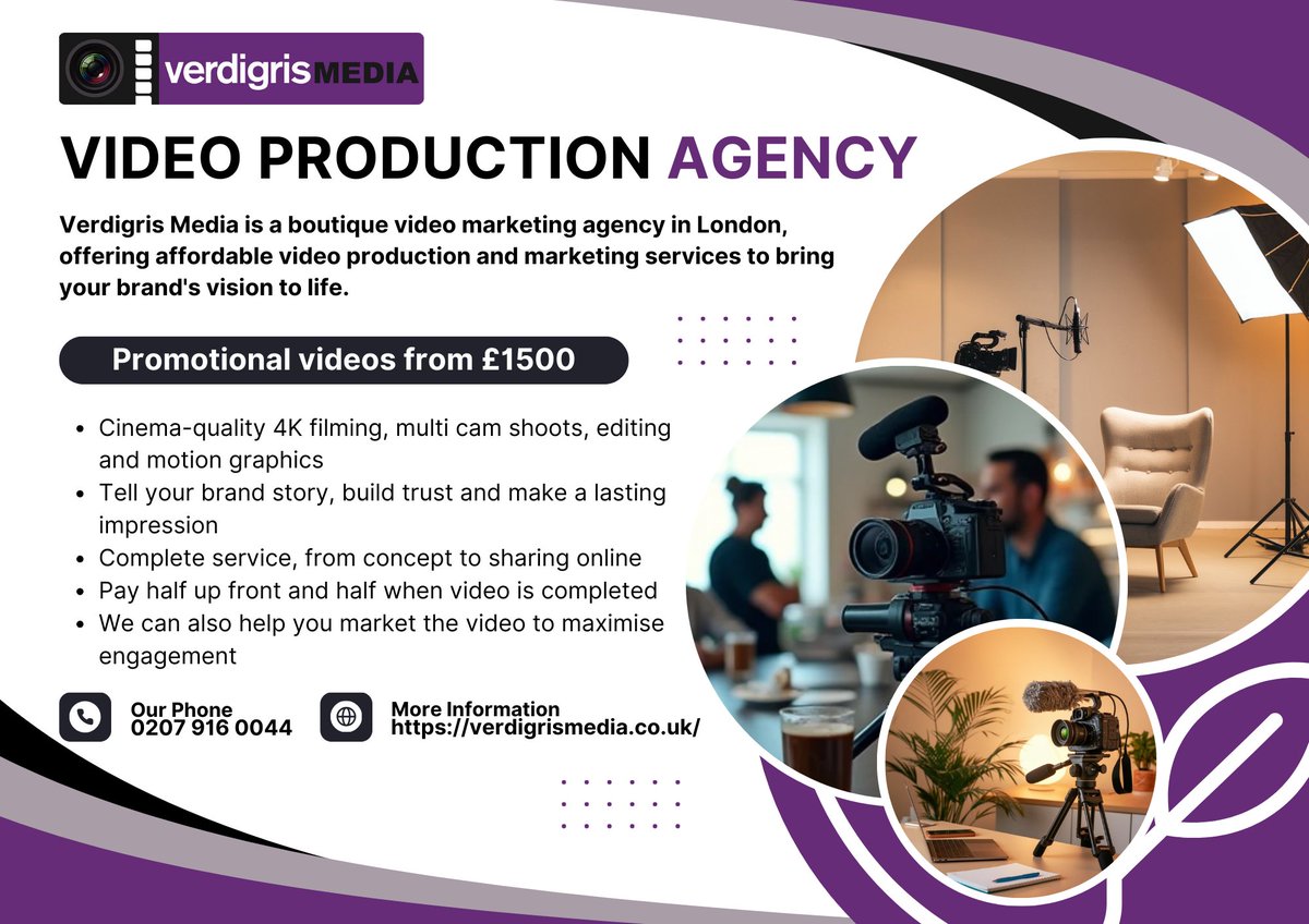 Verdigris_Media's tweet photo. In London’s fast pace, your brand needs to stand out fast. 🔥 We create powerful video adverts made for every screen. YouTube, TikTok, Google — we’ve got it covered. Call Verdigris Media: https://t.co/eUJduhNkjd https://t.co/imCZrPcJGw