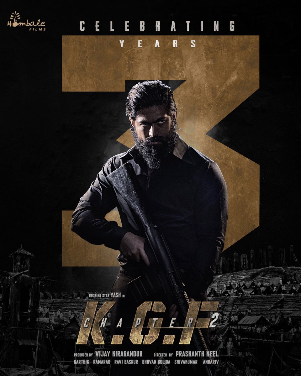 Hombale Group (@hombalegroup) on Twitter photo Celebrating 3 Years of #KGFChapter2 🔥💥
A monstrous storm that shook the silver screen, turned theatres into arenas of celebration, and left a legacy etched in gold.
#3YearsOfKGF2Rampage
<a href="/TheNameIsYash/">Yash</a> #PrashanthNeel <a href="/VKiragandur/">Vijay Kiragandur</a> <a href="/hombalefilms/">Hombale Films</a> <a href="/duttsanjay/">Sanjay Dutt</a> <a href="/TandonRaveena/">Raveena Tandon</a> Celebrating 3 Years of #KGFChapter2 🔥💥
A monstrous storm that shook the silver screen, turned theatres into arenas of celebration, and left a legacy etched in gold.
#3YearsOfKGF2Rampage
<a href="/TheNameIsYash/">Yash</a> #PrashanthNeel <a href="/VKiragandur/">Vijay Kiragandur</a> <a href="/hombalefilms/">Hombale Films</a> <a href="/duttsanjay/">Sanjay Dutt</a> <a href="/TandonRaveena/">Raveena Tandon</a>