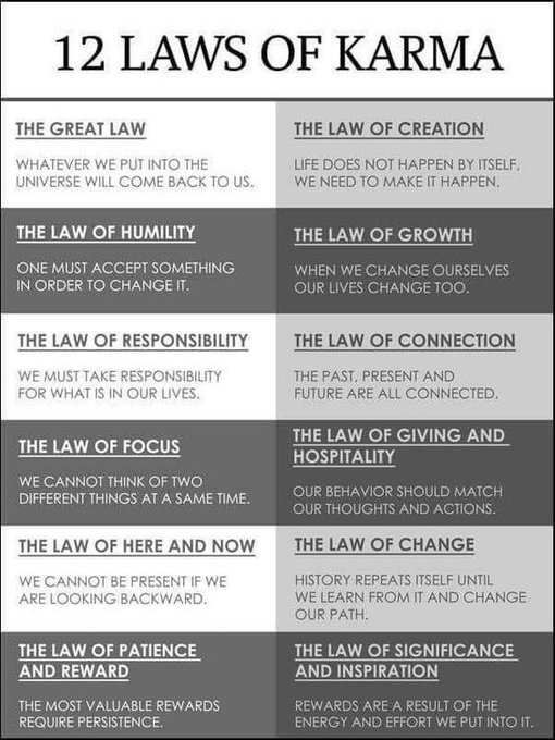 cooltechtipz's tweet photo. 12 Laws of Karma https://t.co/MeeI4GmIdw