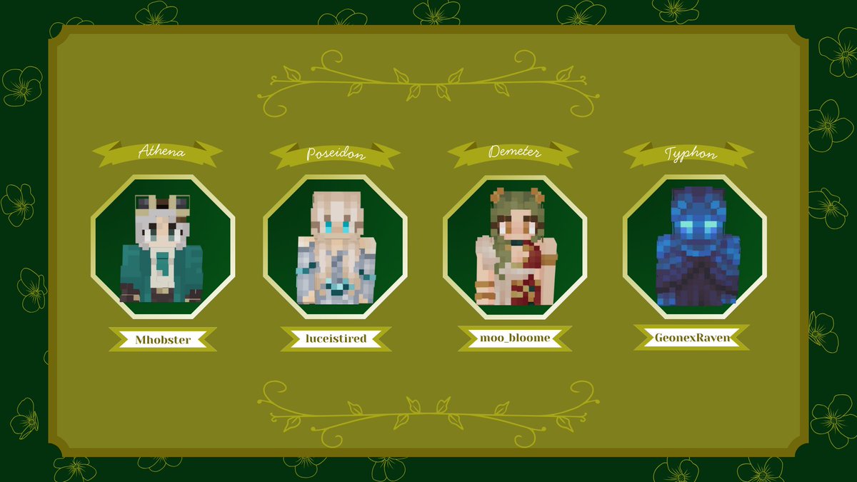 Perhaps part 1 of the godly guest list may help you uncover the lucky couple? 👀

Athena - <a href="/mhobster_/">Mhobster 🐸</a> 
Poseidon - <a href="/luceistired/">Luce~💜🔱</a> 
Demeter - <a href="/moo_bloome/">moo! :D</a> 
Typhon - <a href="/GeonexRaven/">Geonex Raven</a>