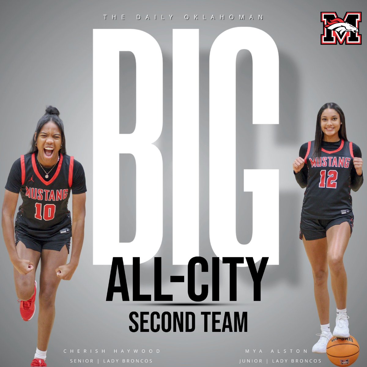 Mustang WBB (@mustangwbb) on Twitter photo Congratulations to Cherish Haywood & Mya Alston on being named to The Daily Oklahoman Big All City 2nd team!! #GID #BDM <a href="/HaywoodCherish/">Cherish Haywood</a> <a href="/MyaAlston2026/">Mya Alston</a>
<a href="/MHSBroncoSports/">MHS Bronco Sports</a> <a href="/MHSBroncosVoice/">MHSBroncosVoice</a> <a href="/MHS_Broncos/">MHSBroncos</a> Congratulations to Cherish Haywood & Mya Alston on being named to The Daily Oklahoman Big All City 2nd team!! #GID #BDM <a href="/HaywoodCherish/">Cherish Haywood</a> <a href="/MyaAlston2026/">Mya Alston</a>
<a href="/MHSBroncoSports/">MHS Bronco Sports</a> <a href="/MHSBroncosVoice/">MHSBroncosVoice</a> <a href="/MHS_Broncos/">MHSBroncos</a>
