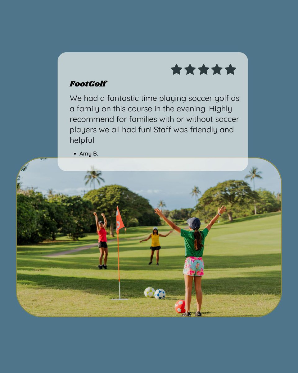 Come enjoy a fun round of FootGolf on the Ka'anapali Kai Course, daily with kick times starting at 4:00pm.  Call the Pro Shop at 808-661-3691 to book your time today!