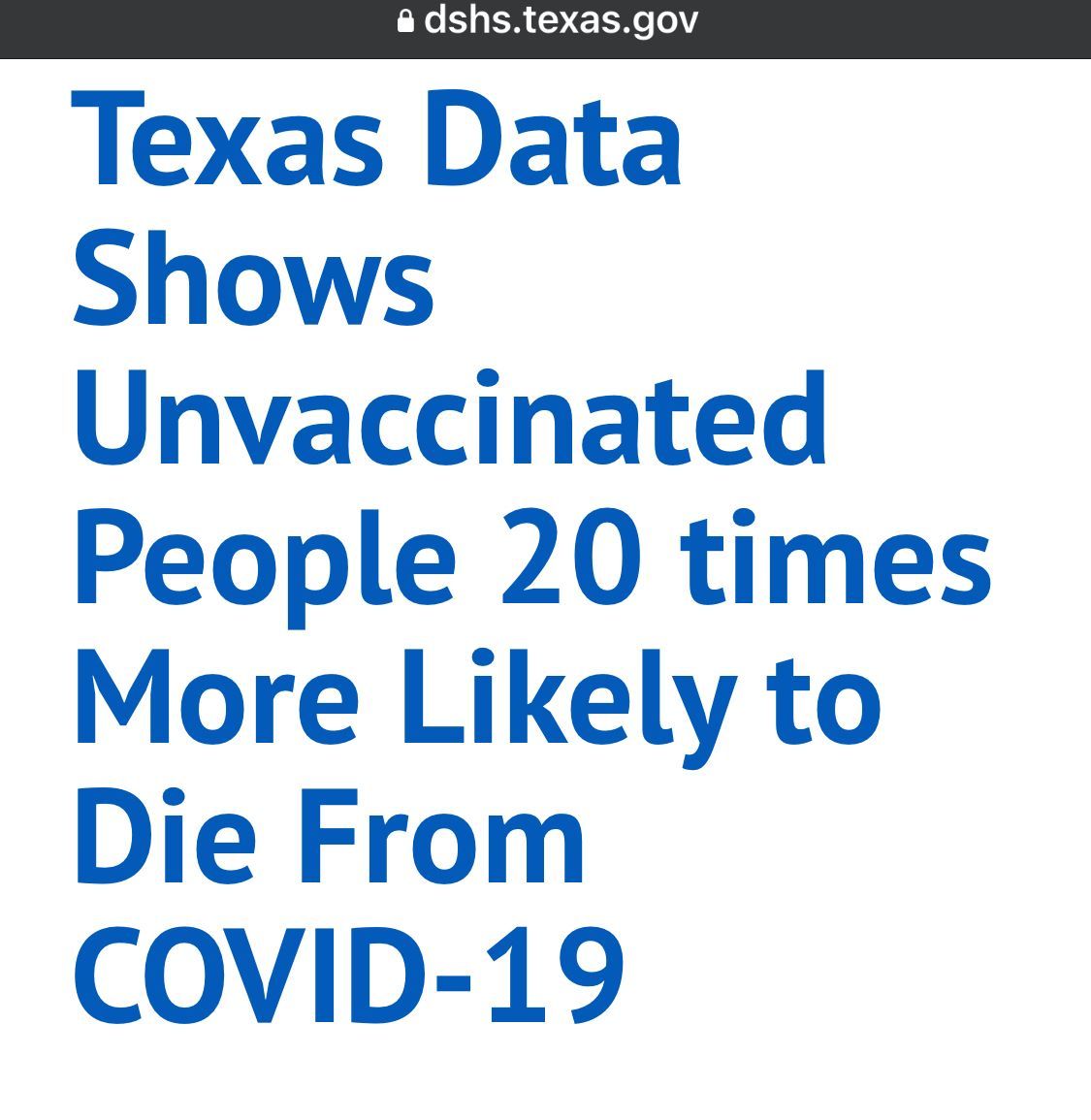 highbrow_nobrow's tweet photo. According to 2021 data from the Texas Department of State Health Services (DSHS), unvaccinated individuals were 20 times more likely to die from COVID-19 than fully vaccinated people, underscoring the vaccines’ life-saving impact during the Delta surge. https://t.co/RWlpzWDOQP