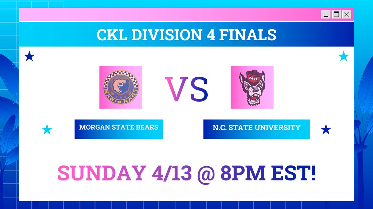 WE'RE LIVE WITH TWO FINAL MATCHES!

Come and see two champions crowned! On Twitch, the ASU Sun Devils take on the Tennessee Volunteers in D2. And on Youtube, the Morgan State Bears and N.C. State University face off in D4!

twitch.tv/collegiatekl
youtube.com/@CollegiateKL