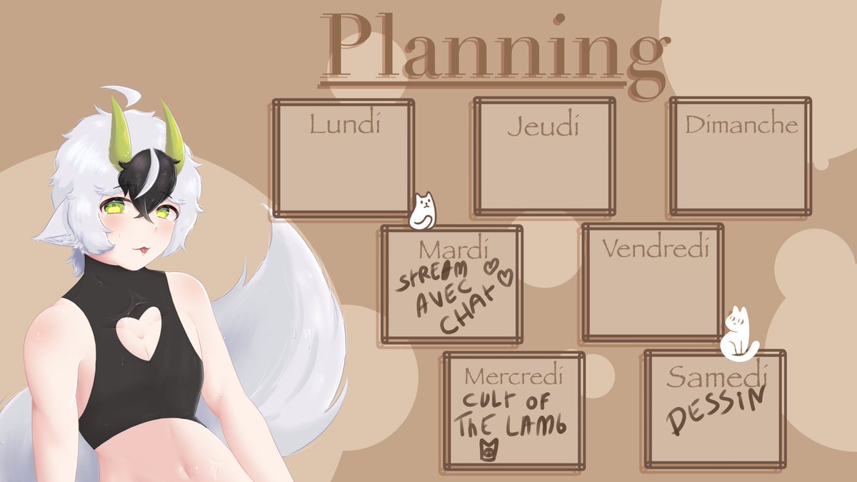 planning du 14 -20 :> 
c parti pour une ptite semaine tranquil
#Vtuber