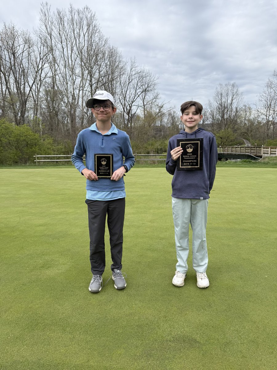 CentralOHGolf's tweet photo. Congrats to Boys 11-13 division winner of the @CentralOHGolf Turnberry Spring Junior Tournament, Tony Joseph (right).

Runner-up is Cameron Cores! https://t.co/GWKDeFuph4