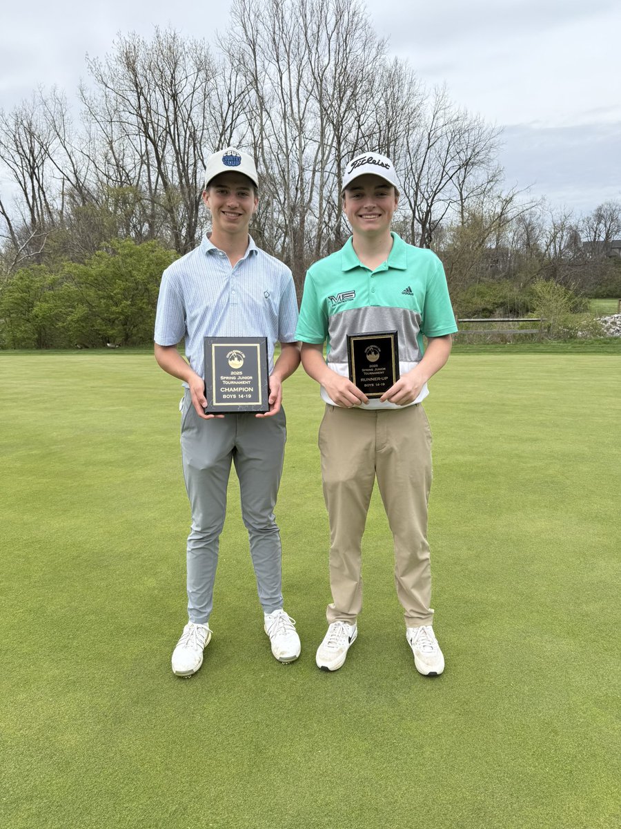 Congratulations to Boys 14-19 winner of the <a href="/CentralOHGolf/">CentralOhioGolf.com</a> Spring Junior Tournament, Hudson Burkey (70-74).

Runner-up is Zach Ayers with two rounds of 73.