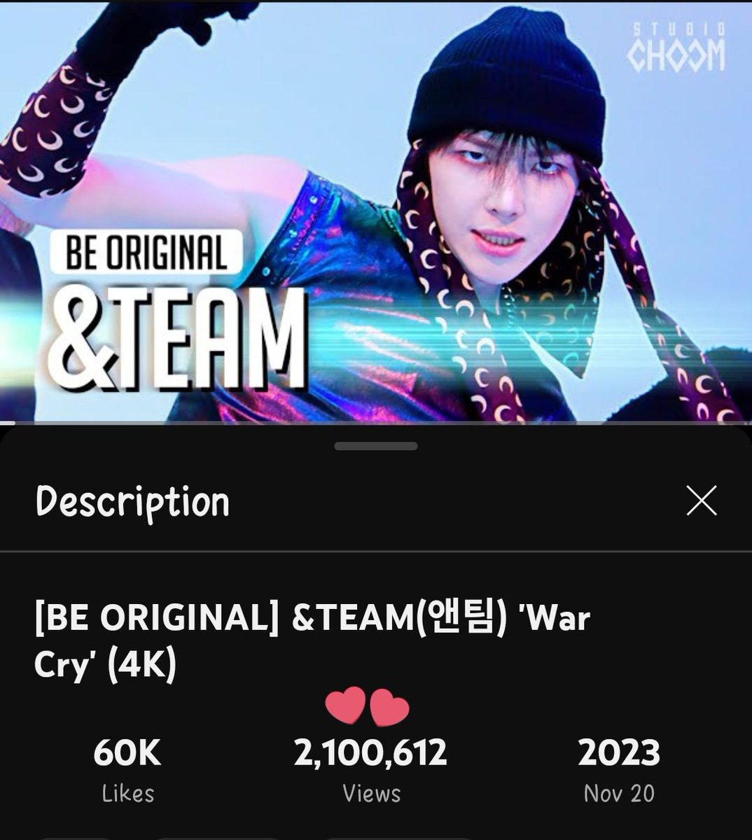 andteam_charts_'s tweet image. [INFO 04/14/25] &amp;lt;09:29AM JST&amp;gt;

&amp;amp;TEAM "War Cry" Studio Choom Performance has now surpassed 2.1M views on YouTube. 

🔗 youtu.be/8UiT7u9SsXM

#War_Cry #FirstHowling_NOW #andTEAM @andTEAMofficial