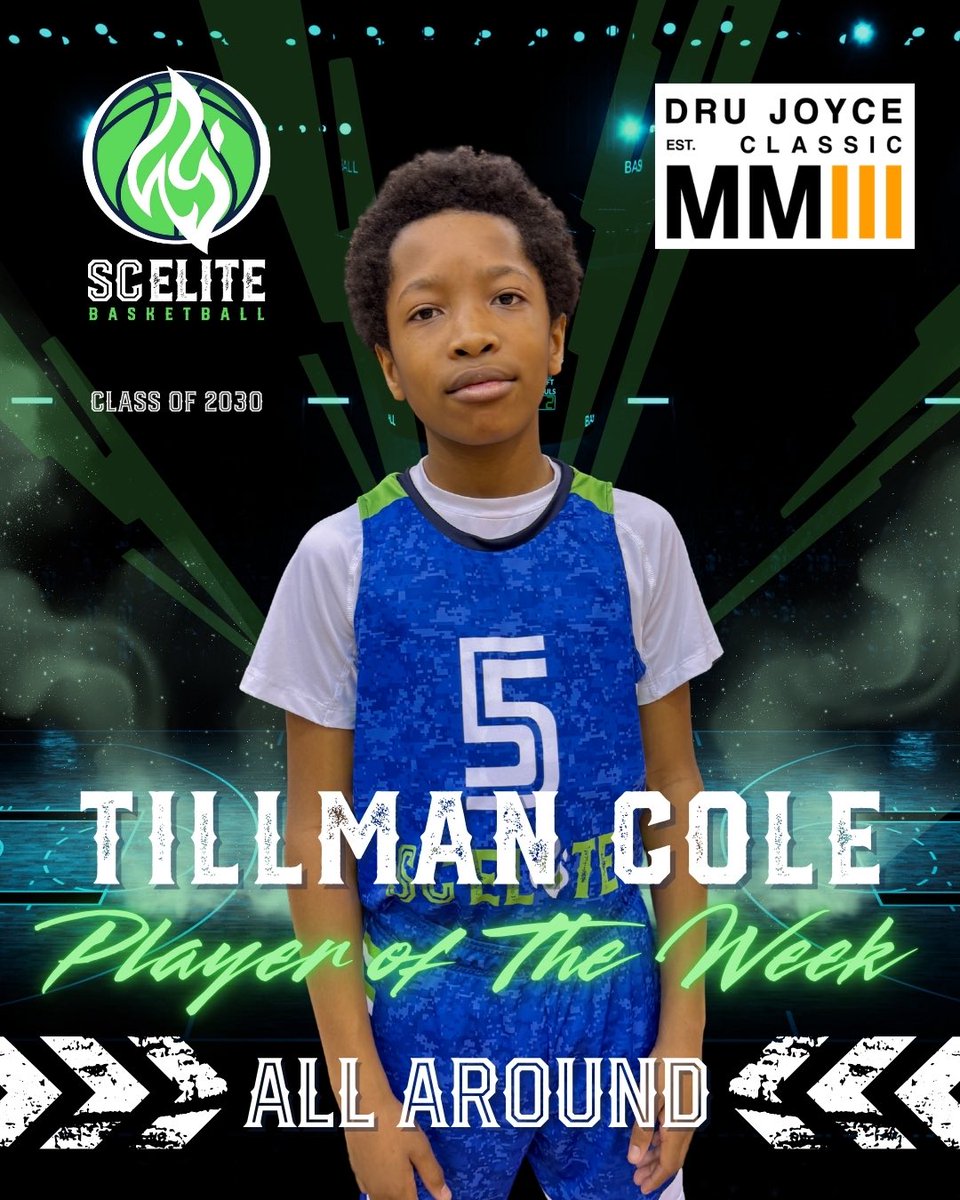 SCElite_Bball's tweet photo. Competition was fierce at the @drujoyceclassic Our 7th Grade crew brought lots of hustle and we battled into the silver championship bracket. 🏀💙💚

Players of Week: 🔥
All Around - Tillman Cole
Hustler - December Levy
Disrupter - Finn Murphy
Play Maker - Brandon Curtain JR https://t.co/lQdHsXBco7