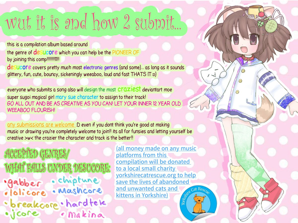 JOIN THE "Mahou Tomodachi Sample Pirates" COMP!!! (⁠ ⁠╹⁠▽⁠╹⁠ ⁠)🍮🍈🍒🍀🌌 
#desucore #breakcore #mashcore #jcore #lolicore #moeart #moe #charitycompilation