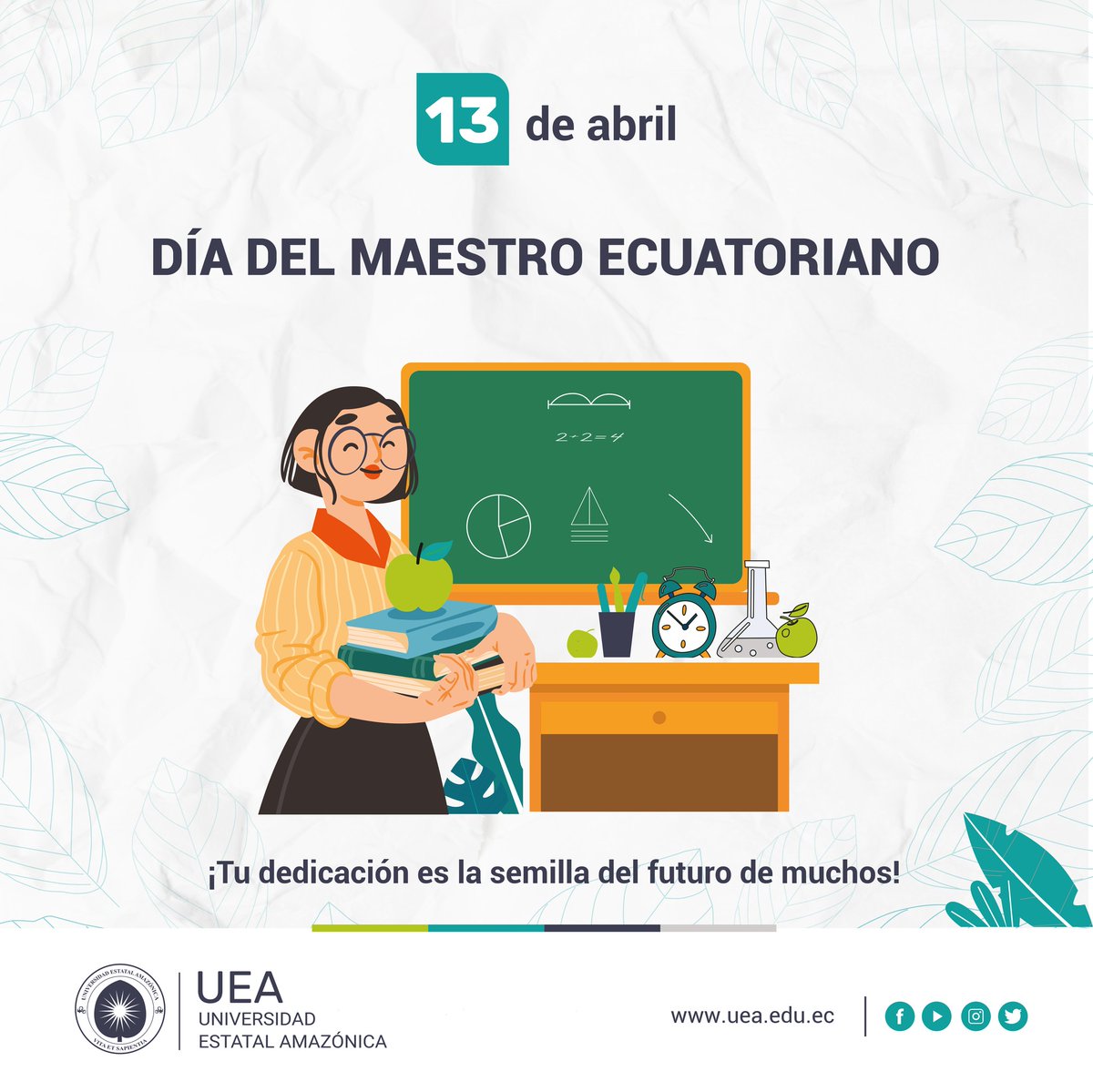 Hoy, en el Día del Maestro Ecuatoriano, queremos rendir un homenaje especial a todos los docentes que, con su dedicación y pasión, construyen el futuro de nuestra sociedad.