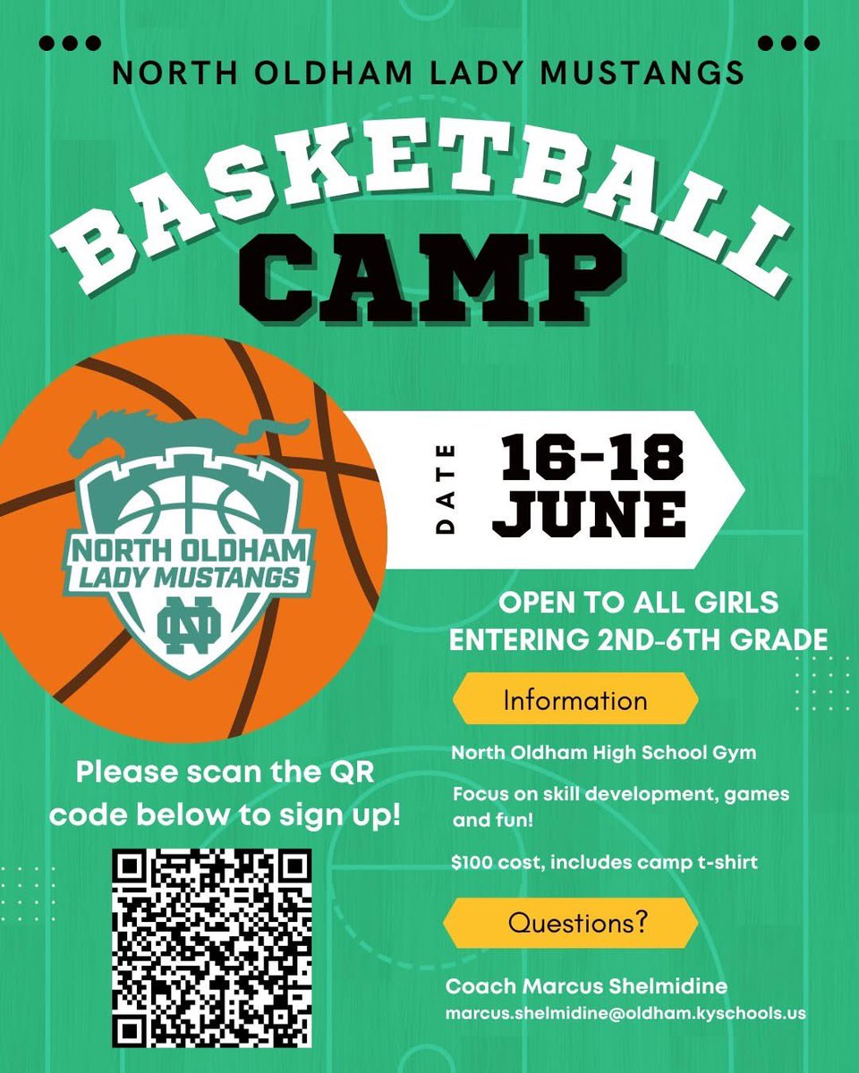 We are excited to announce our 2025 Lady Mustangs Summer Youth Camp will take place on June 16th-18th.

To register for the camp, you may scan the QR code on the attached form or register online at this link using GoFan. 

gofan.co/event/3524425?…

Go Mustangs!