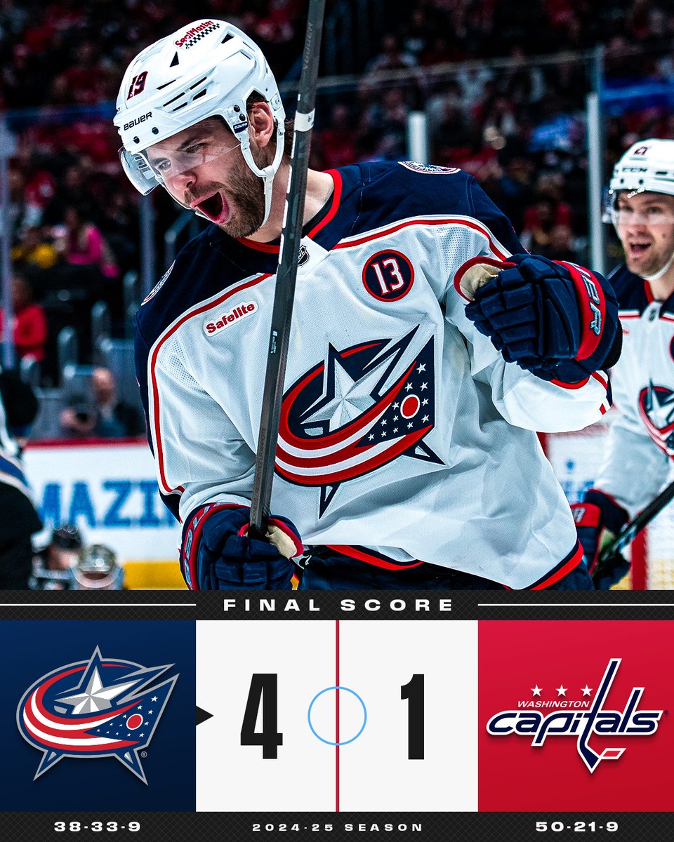 NHL's tweet photo. The @BlueJacketsNHL have won four straight and their #StanleyCup Playoffs hopes are still alive! 🤭 https://t.co/wckGmJuOFR