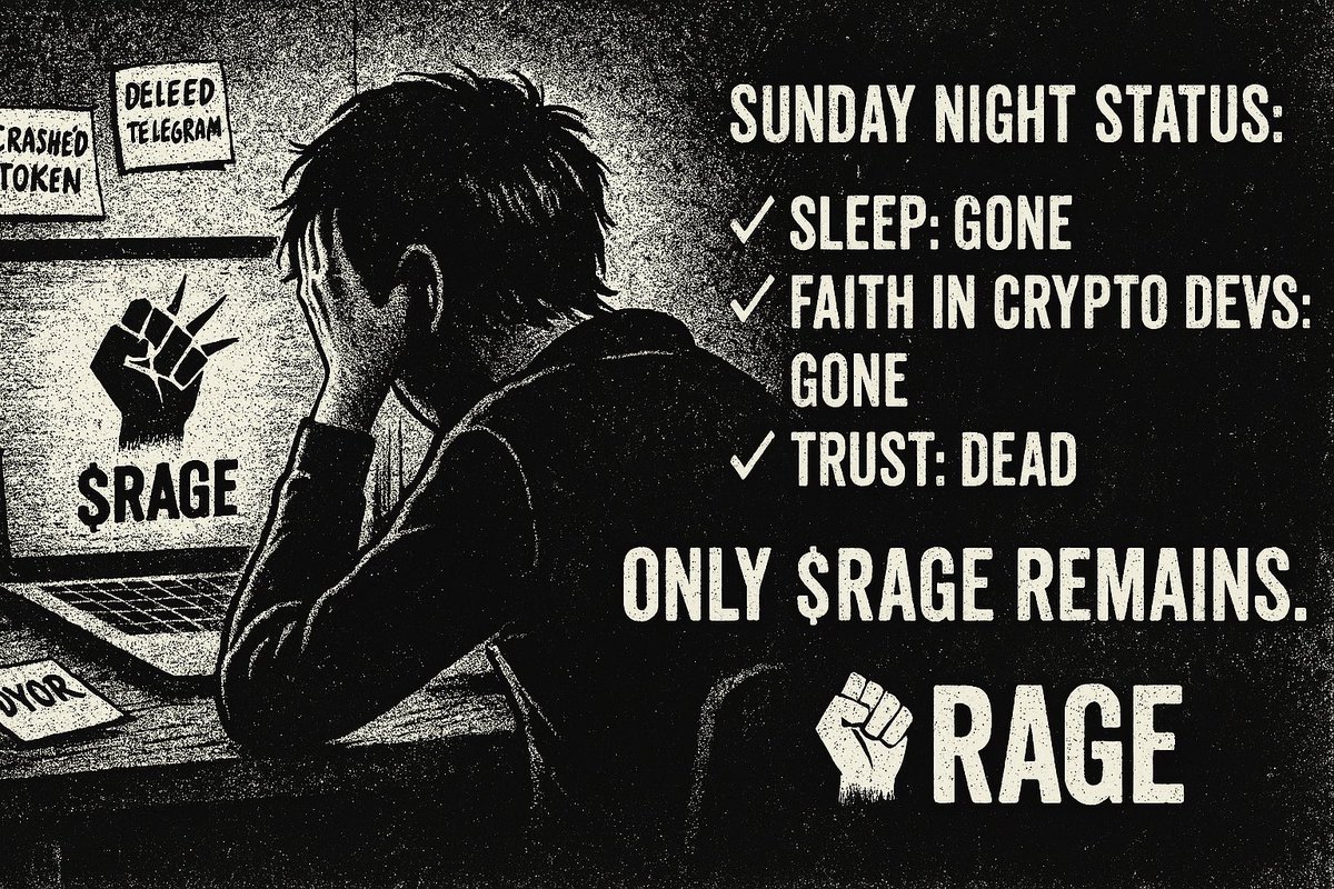 RAGEcoinOffical's tweet photo. #RAGECoin #TrustIsDead #SundayScaries #CryptoRevolt #AnarchyOnChain #DeFiUprising #PunkDeFi #OnlyRAGEremains $OM https://t.co/12HroiXjKj