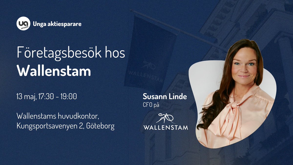 Företagsbesök hos <a href="/Wallenstam_AB/">Wallenstam AB</a> ☀️

Den 13 maj 2025 bjuder vi på Unga aktiesparare Göteborg in alla medlemmar till ett företagsbesök på Wallenstams huvudkontor, Kungsportsavenyen 2 i Göteborg.

Läs mer om företagsbesöket och hur du anmäler dig nedan👇
medlem.ungaaktiesparare.se/event/foretags…