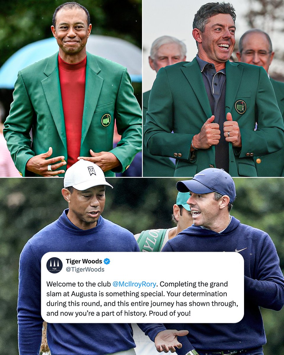 From one great to another 👏 

Tiger Woods congratulated Rory McIlroy after he won the Masters and joined the Grand Slam club 🔥