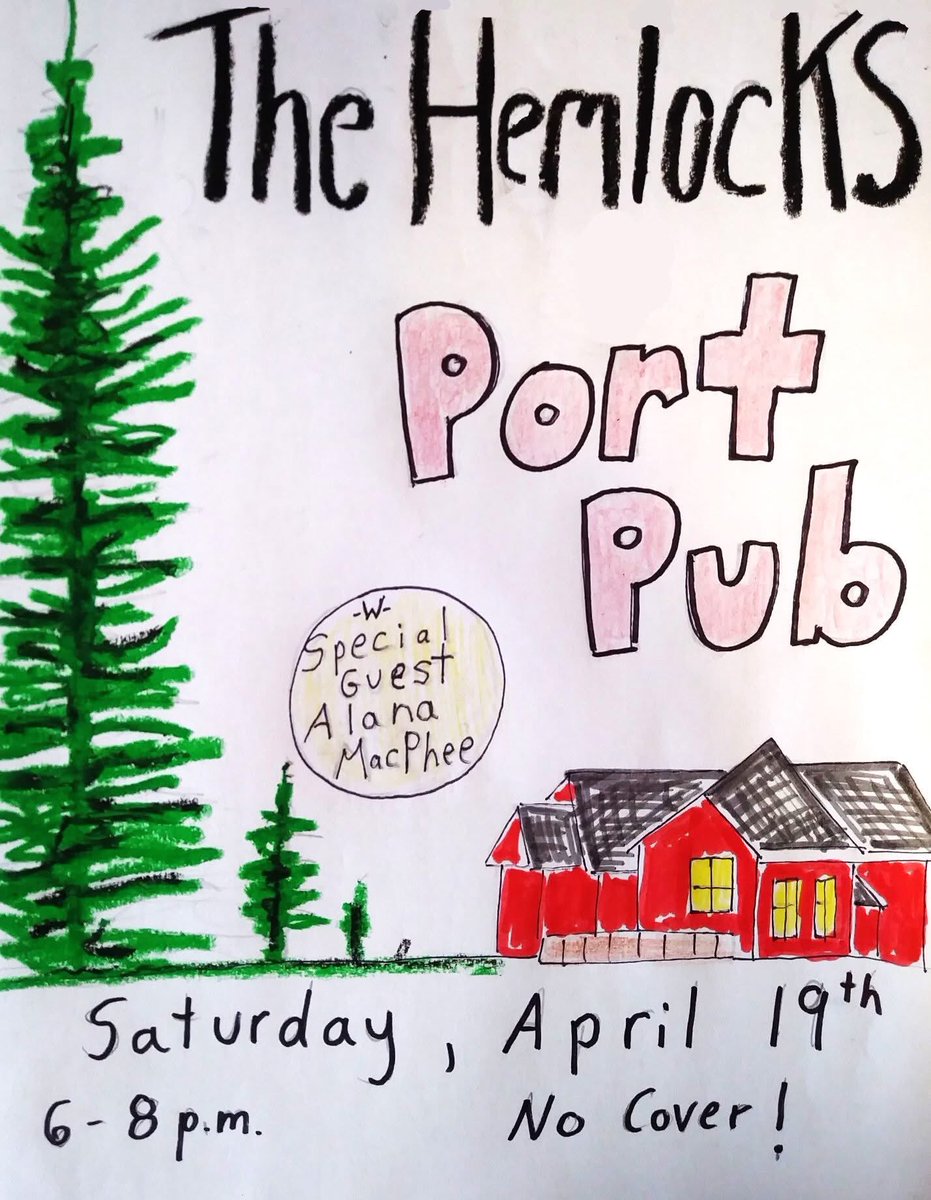 The Hemlocks are stoked to play at The Port Pub and Bistro Tap Room in Port Williams! Rocking Covers, Great Food, Amazing Beer, and no cover.  Saturday April 19th . 6:00 to 8:00