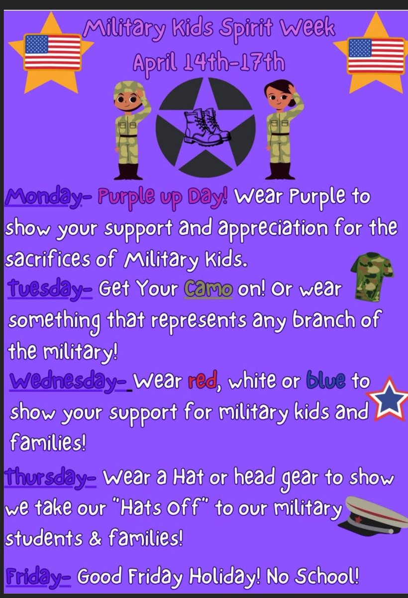 💜💜Mireles  elementary students and staff : let’s purple up to show our support for our military kids and families! 💜<a href="/NISDMireles/">Mireles ES</a> <a href="/NISDCounseling/">NISD Counseling</a>