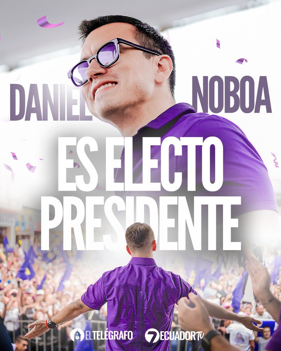 #Elecciones2025 | 🇪🇨 Con más del 90% de votos escrutados, Daniel Noboa es electo presidente del Ecuador.
🗳️ En una jornada democrática, los ecuatorianos acudieron a las urnas y le dieron la victoria.
➡️ Noboa continuará al frente del país.