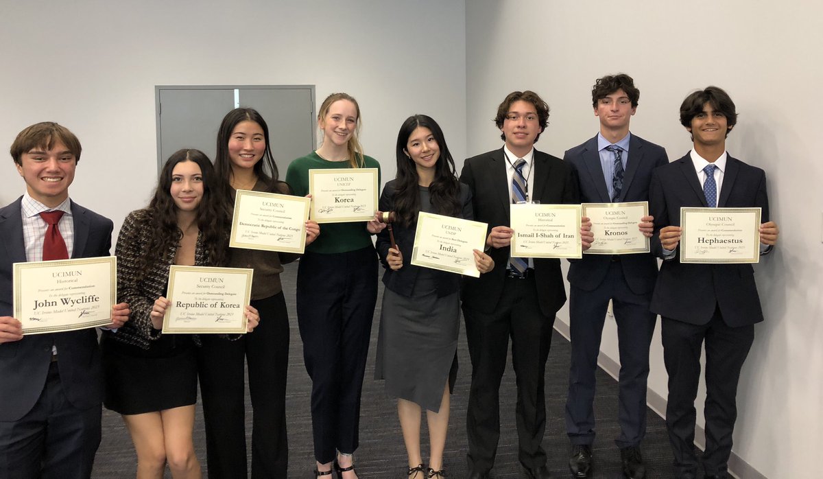 MUNSM's tweet image. UC Irvine Model UN award winners
