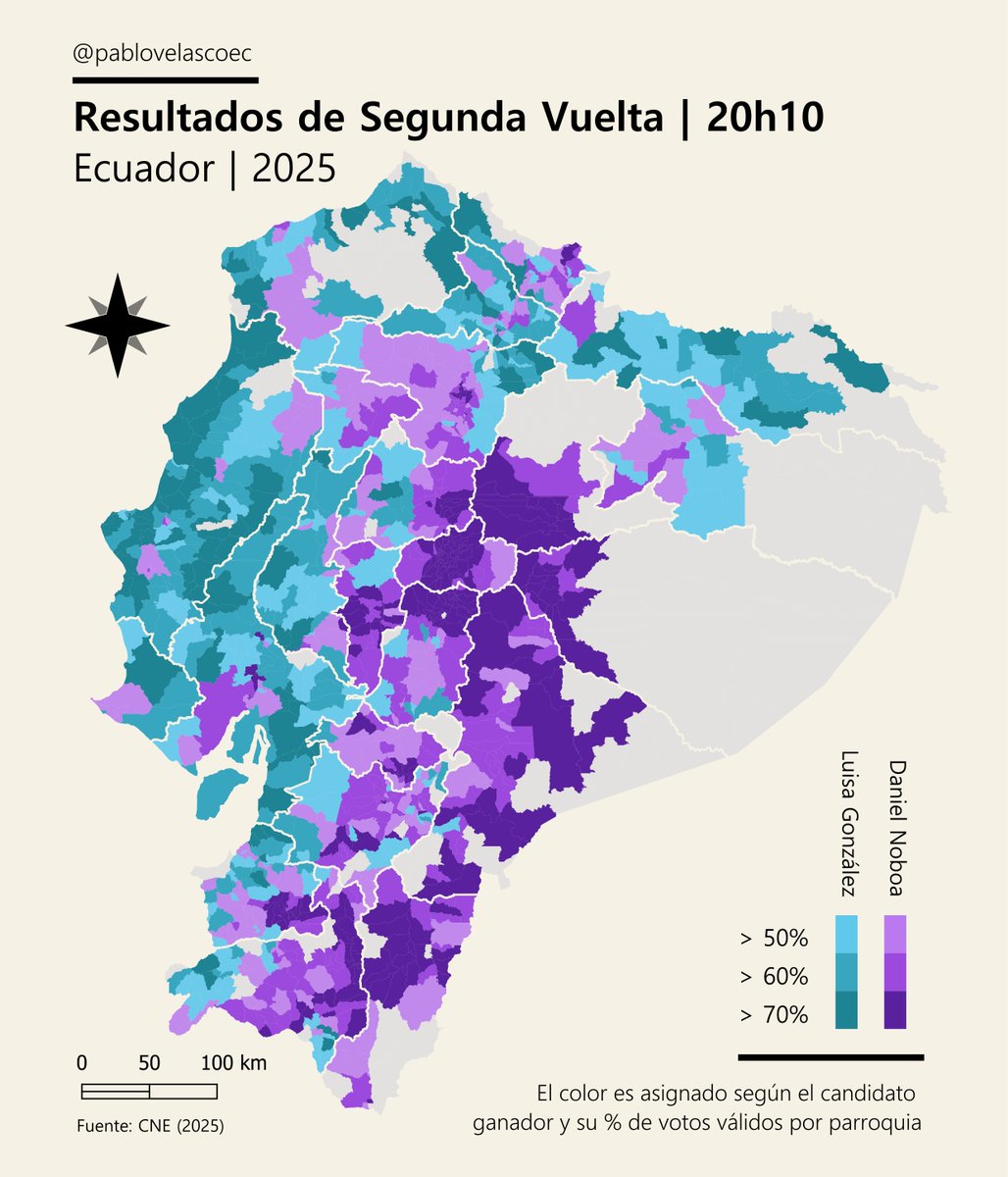 El mapa de 1ra vuelta | El mapa de 2da vuelta

Interesantísimo el cambio de tendencia en el sur de Quito. El voto de Iza fragmentado.