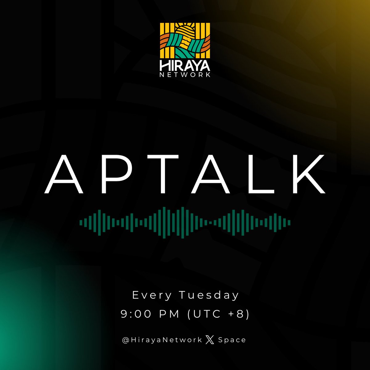 HirayaNetwork's tweet photo. Tuesdays just got a whole lot better. 🎙️ 

APTALK is your weekly X Space where we unpack everything happening in the @Aptos ecosystem — project deep dives, dev stories, ecosystem updates, and open conversations with the people shaping Web3.

Follow us so you don't miss it! 🔔 https://t.co/H85uXW8kT2