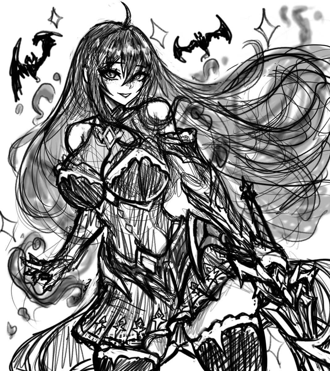 Wakai_Quketsuki's tweet image. Another sketch of Ayumi for today!