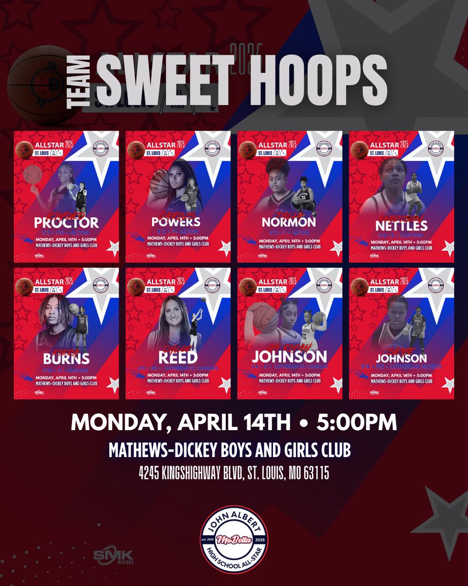 Mo Betta Sports Presents: 10th Annual John Albert High School All Star Game!! Team Sweet Hoops !!! DOORS OPEN UP AT 5pm!!!Tickets on sale now mobettasports.com and hometown tickets!! events.hometownticketing.com/boxoffice/mobe…