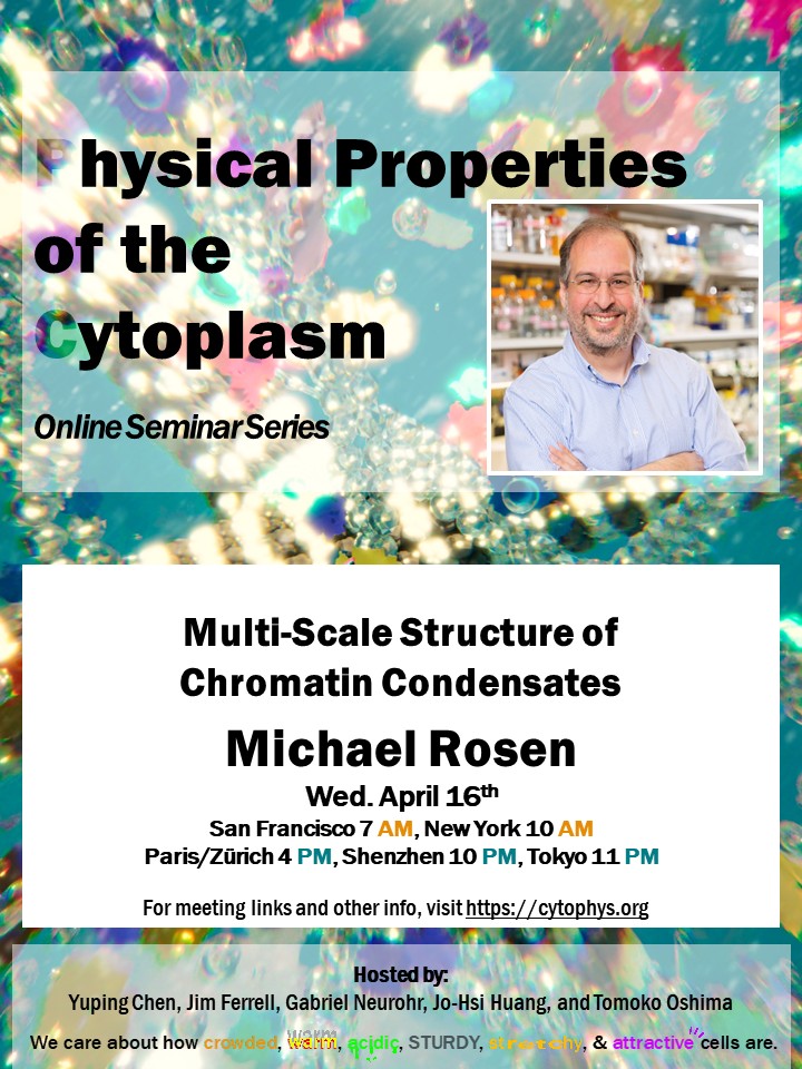 seedfeeder's tweet image. Please come and join us this Wednesday for a &quot;Physical Properties of the Cytoplasm&quot; talk from Dr. Mike Rosen (UT Southwestern). For more info, visit cytophys.org
