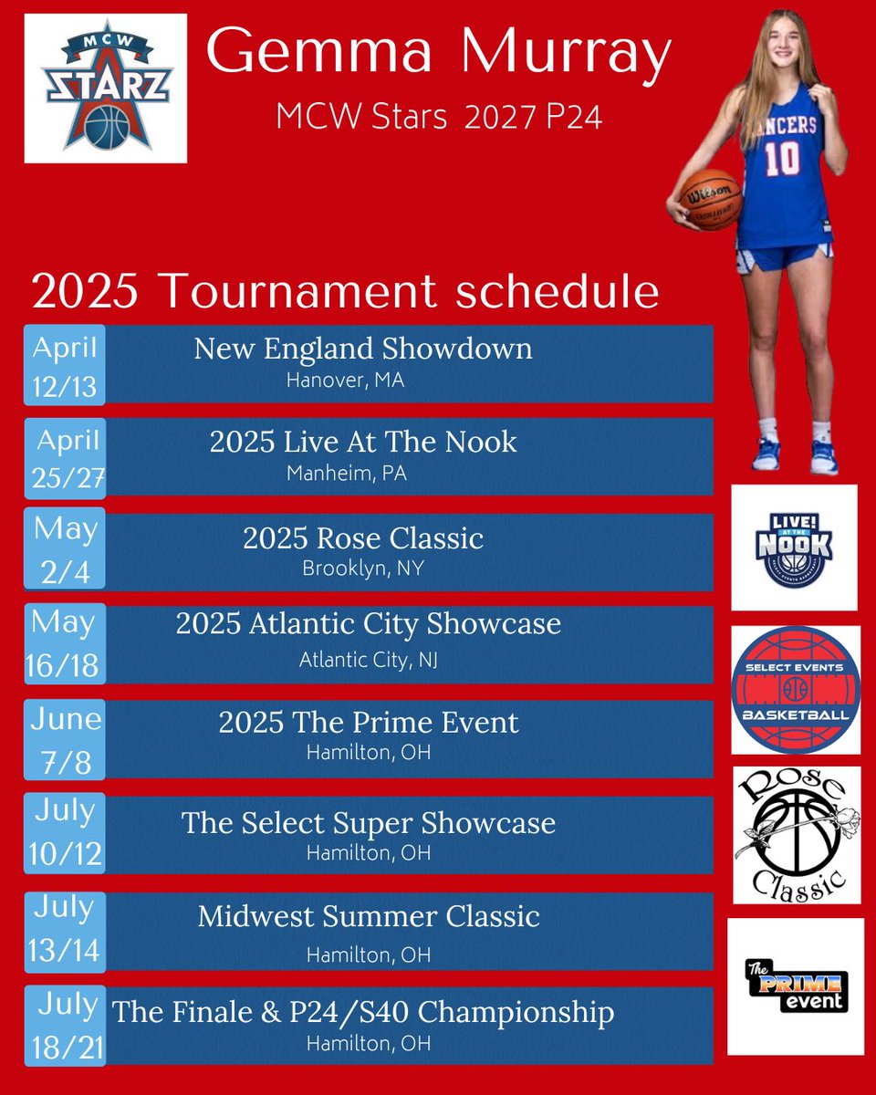 GemmaMurray05's tweet image. Here is my spring and summer tournament schedule!