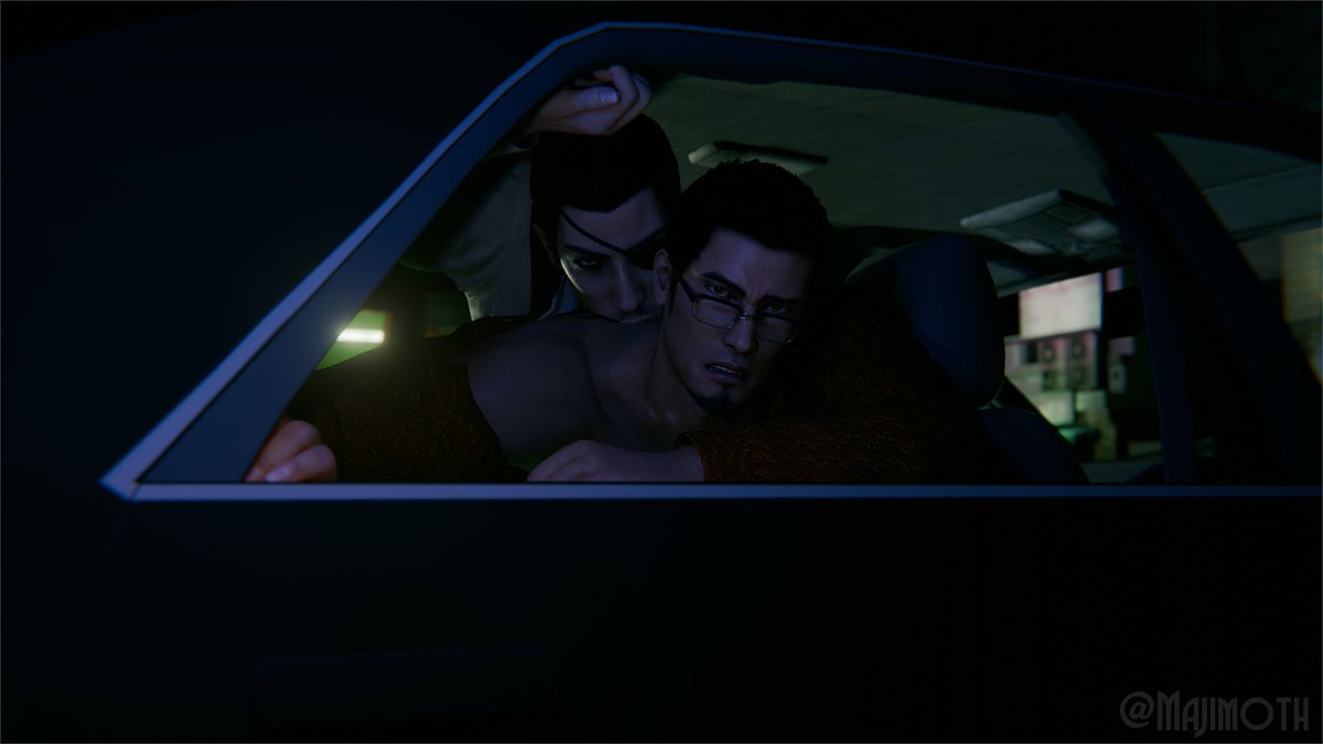 majimoth's tweet image. Kiryu’s Overtime Shift✨
Majima leans on his car, like he owns the night. Kiryu goes down the stairs—no words, just a look. One ride later, he's bent over the backseat as Majima growls, “You worked late, baby... now it’s my turn.”
Animated version on Patreon 💕
#kazumaji #真桐