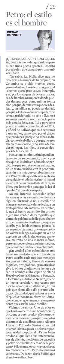 Imperdible la columna de Piedad Bonnett…