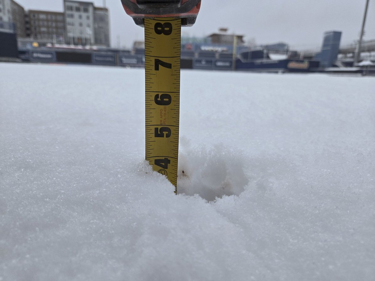 WooSoxGrounds's tweet photo. Incredible job by everyone over about 30 hours or so. From coming to the park Saturday morning to a very unexpected 4+ inches of snow... to leaving the park that night very cold, wet and dejected that, despite our best efforts, we weren't making the progress we needed... https://t.co/iw0Nky5dUl