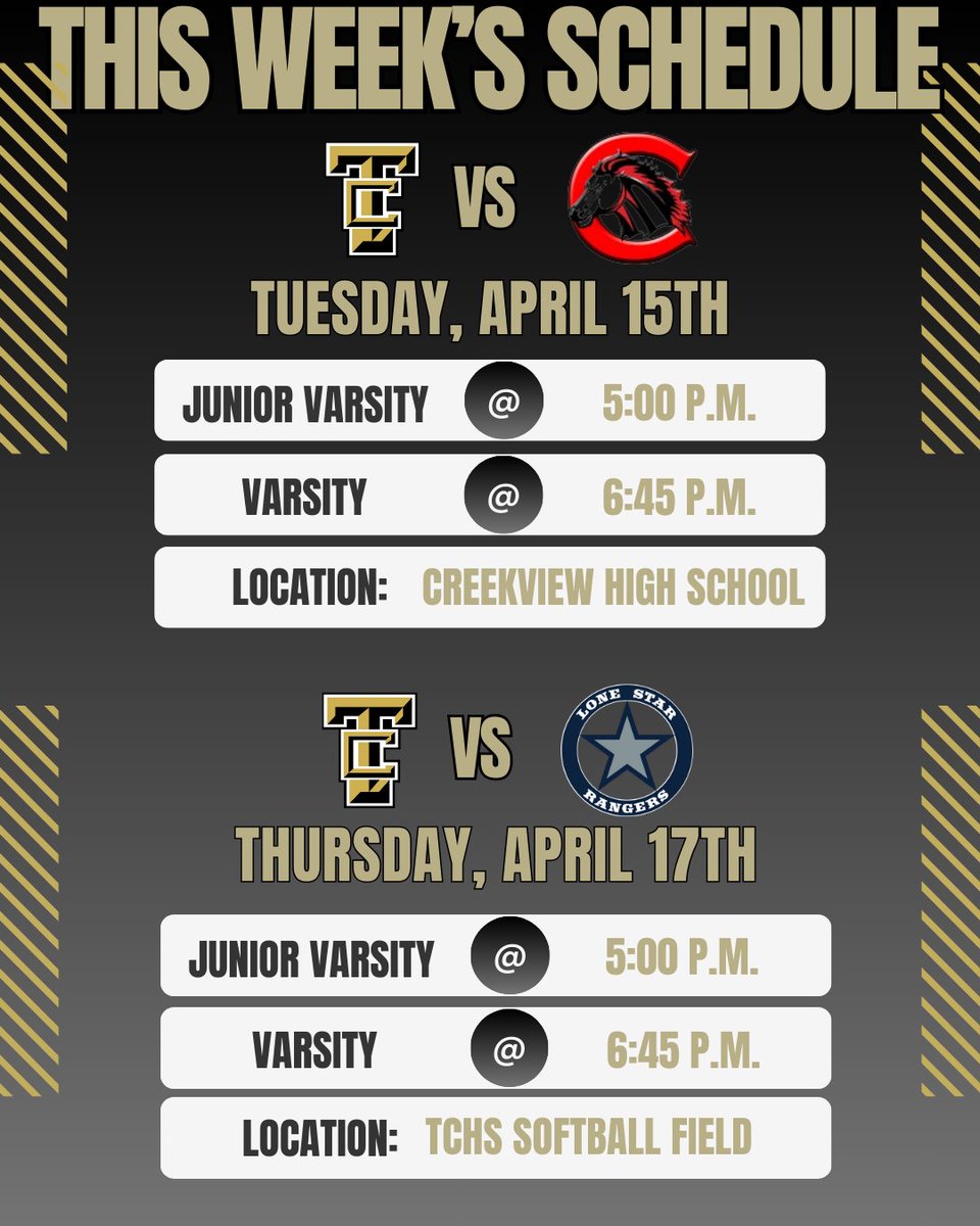 Last two games of District this week! We need all #tchssoftball fans to come out and cheer us on as we vie for a Playoff spot.
#thecolonyhighschoolsoftball #Ladycougarssoftball  #godblessgocougs