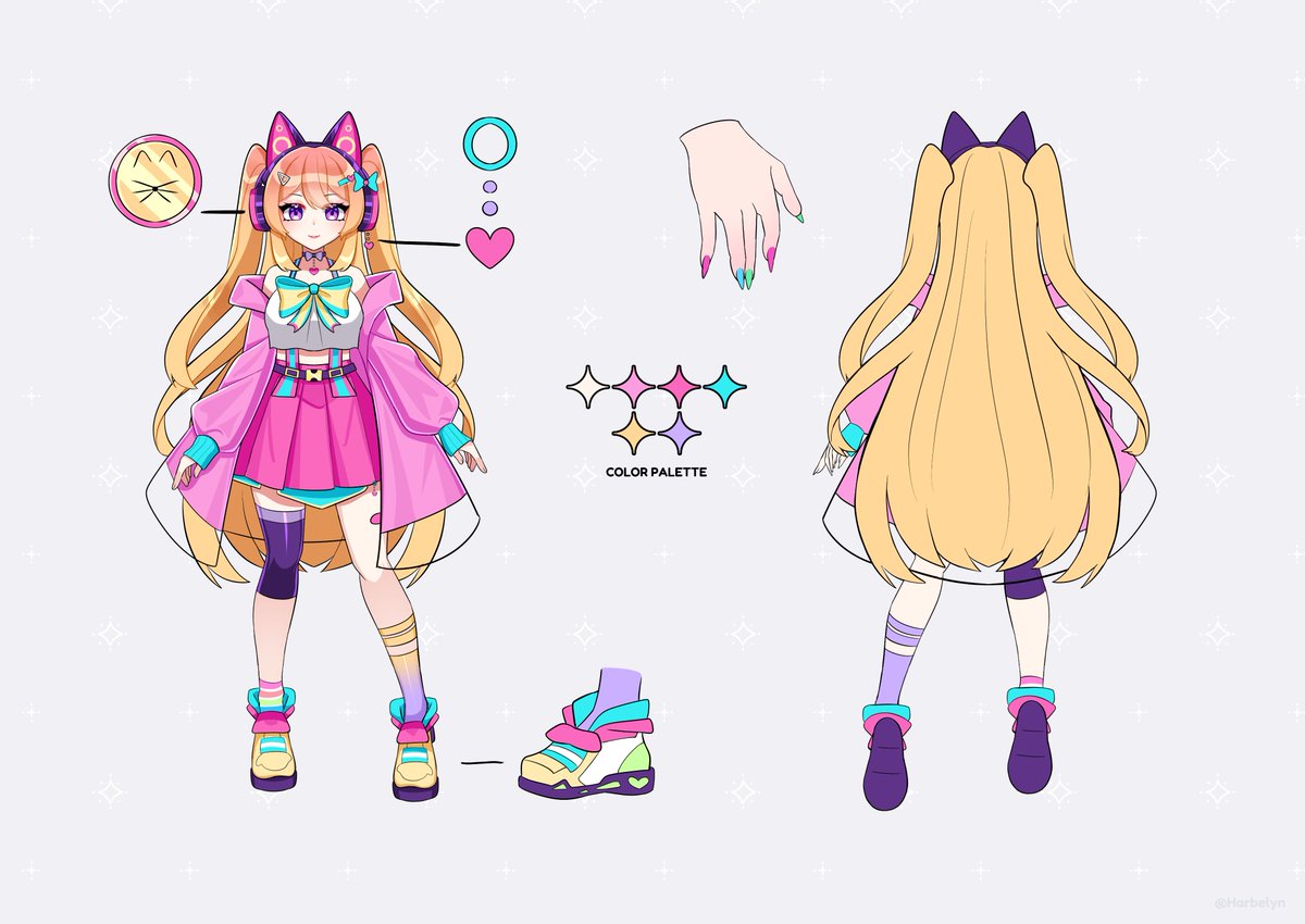rhythm_rgb's tweet image. My First official Reference Sheet! 💖🎵
art by the wonderful @Harbelyn ✨
#Vtuber #ENVtuber