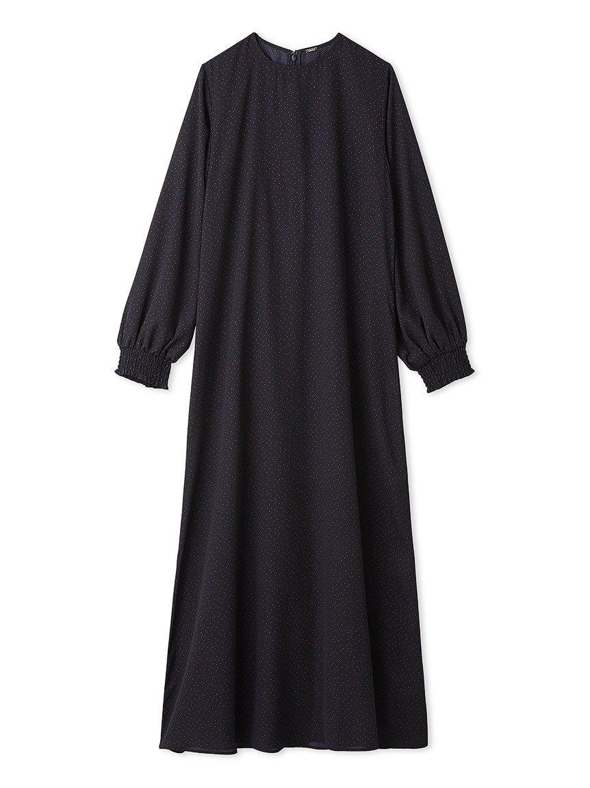 New Arrival - パフスリーブジョーゼット ドットナローワンピース 