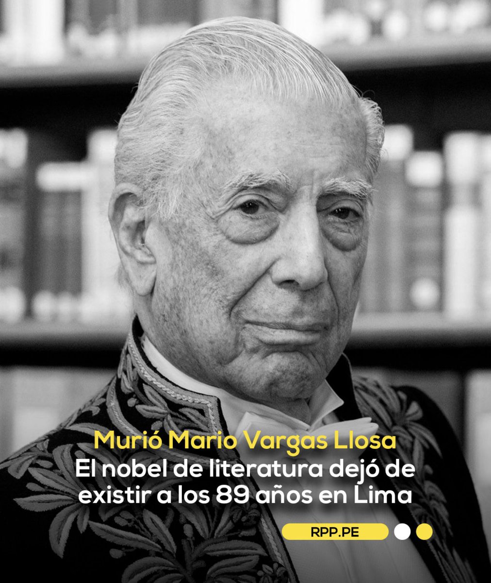 HMELGARSALAZAR's tweet photo. El mundo de las letras, el periodismo y la política se encuentra de luto por la partida de Mario Vargas Llosa.
Su legado trasciende en el tiempo e historia ya que su genio intelectual pone al Perú en la vitrina mundial.
Condolencias a sus familiares y a los lectores del mundo. https://t.co/ViewanZ1tv