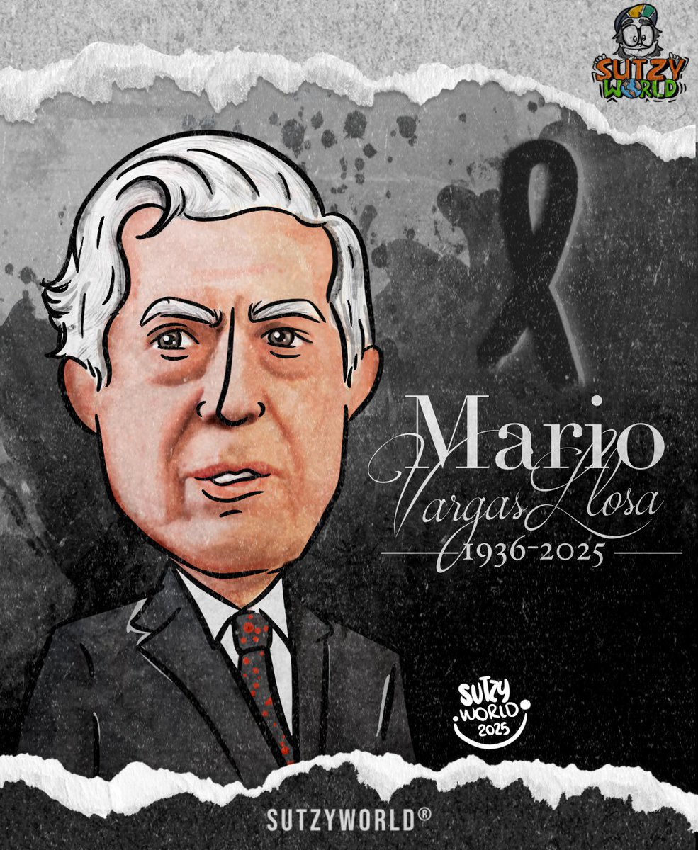 cartoon #SutzyWorld descanse en Paz el escritor Peruano y premio Nobel #MarioVargasLlosa 📚🖋️