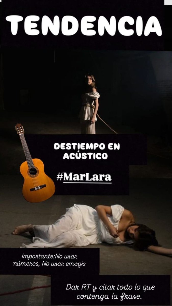 FanClubMarLraSv's tweet photo. 🎸T E N D E N C I A 🎸
DECIMO  HILO :

Frase: DESTIEMPO EN ACÚSTICO 
#MarLara

META: 700 Comentarios
RT: Ilimitados

Dirígete a la cuenta @tolenfloplibers al llegar a la meta

RECUERDA… 
❌NO usar números, NO usar emojis
✅Dar RT a todo lo que contenga la frase y Citar https://t.co/Nx3JvwQF0g