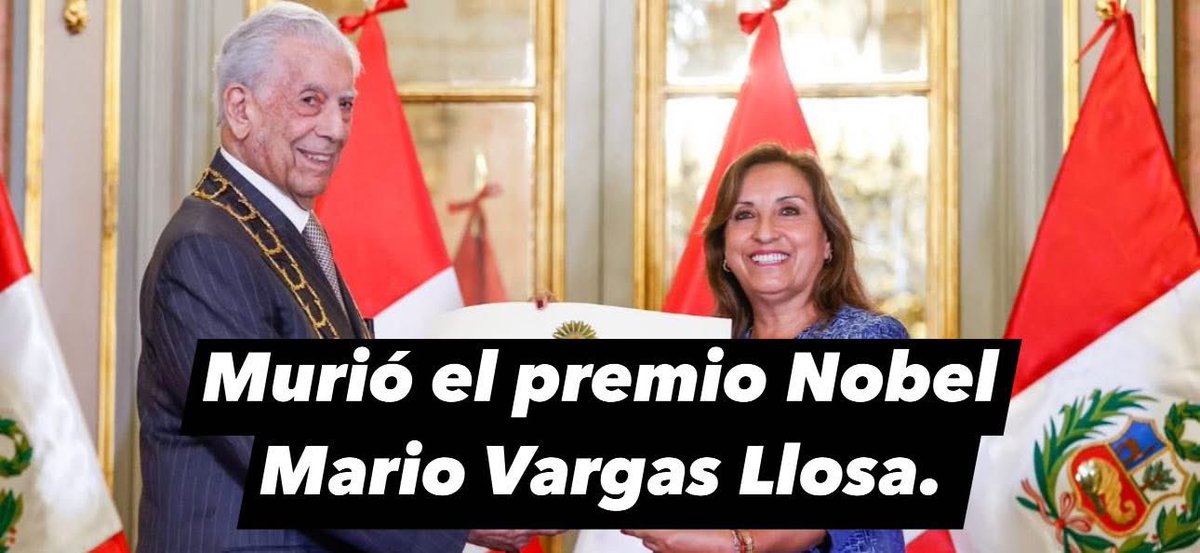 Central_MXH's tweet photo. 🌑 Las letras universales están de luto.

🔴 📖 Murió el escritor peruano Mario Vargas Llosa.

https://t.co/N3pTNjYgz1 https://t.co/5PF1NHiAlZ