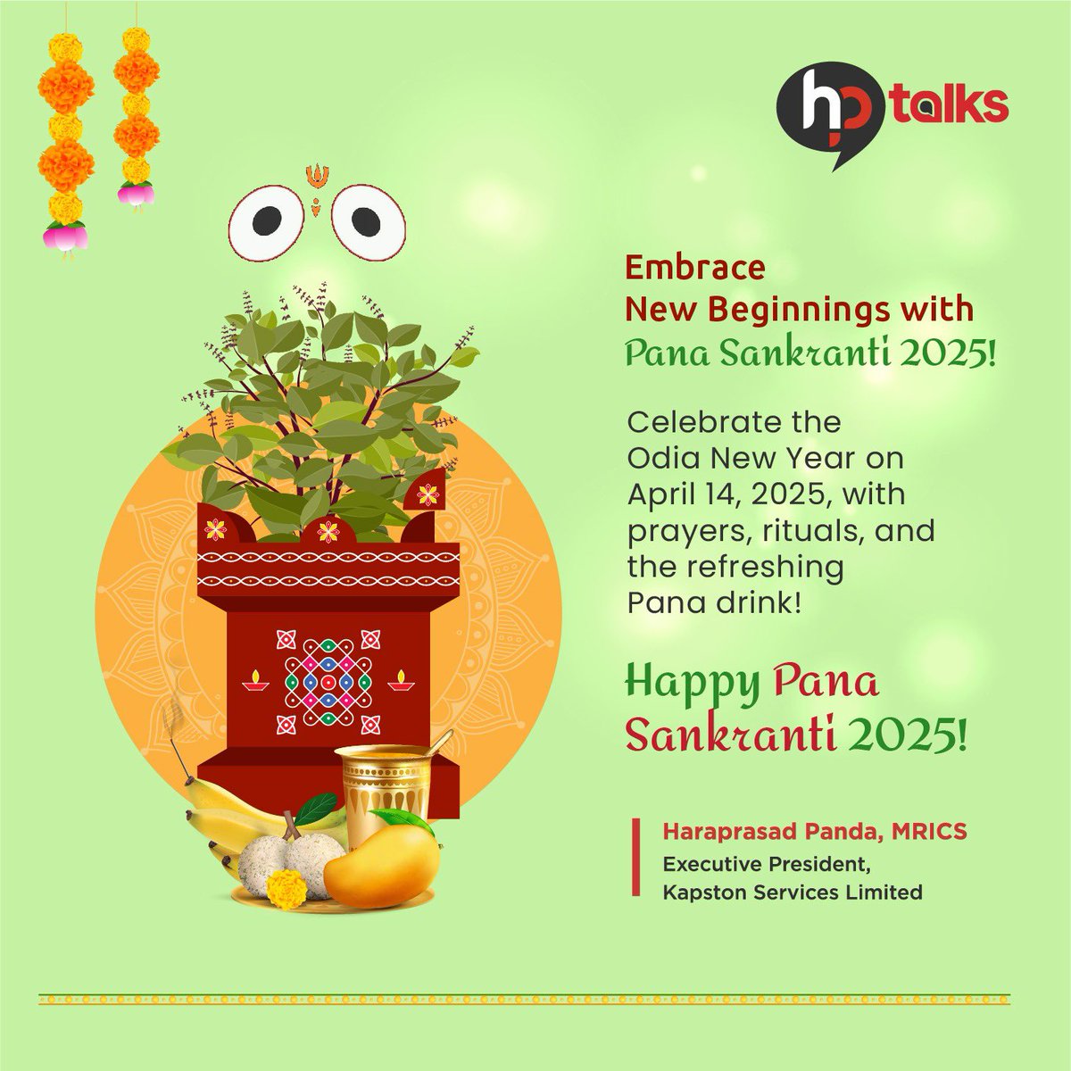 🌞 Wishing You a Joyous Pana Sankranti &amp; Odia New Year! 🌞
As we welcome the Odia New Year with the auspicious festival of Pana Sankranti, may this new beginning bring prosperity, happiness, and good health to all! 🌿✨Let’s embrace this new year with renewed energy Jai Jagannath