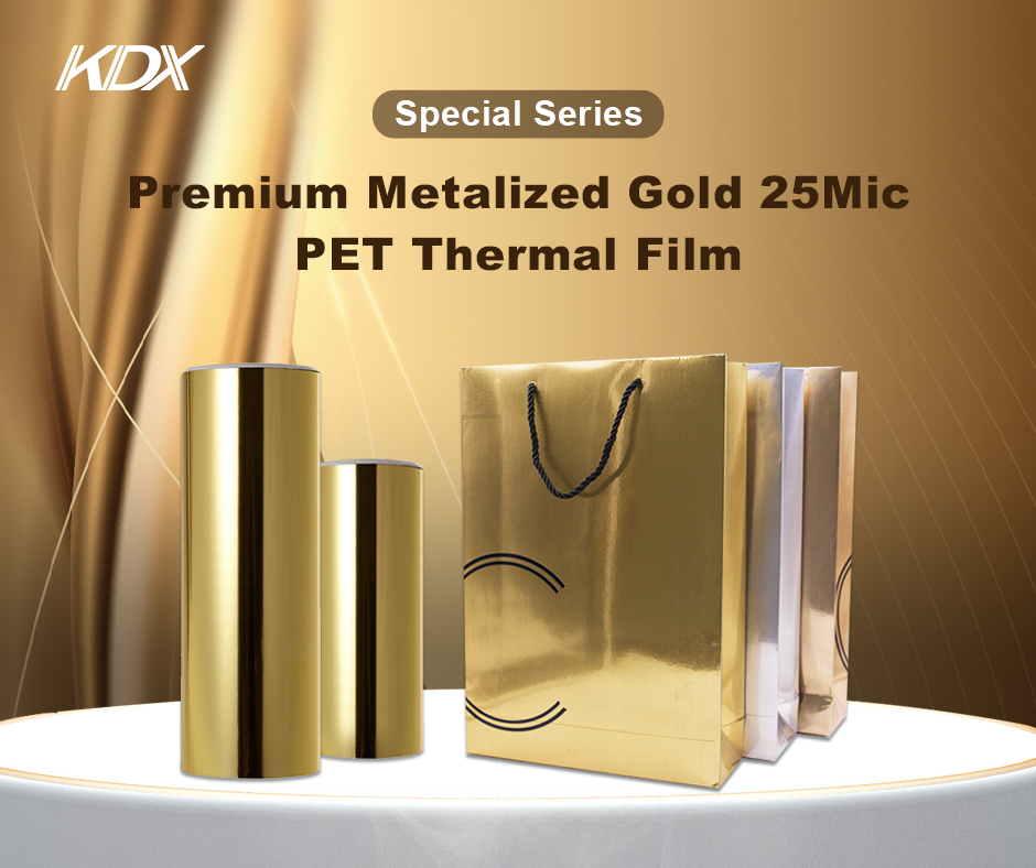 KDXFILM's tweet photo. ❤Premium Metalized Gold 25Mic PET Thermal Film 🪙—adds golden luster to packaging &amp; prints ✨. Low static, high tear-resistance, UV &amp; foil compatible—perfect for premium finishes.❀
#ThermalFIlm
#MatelizedThermalFIlm
#ThermalLaminationFIlm
#PETThermalFIlm https://t.co/HlZ1QWlqAn