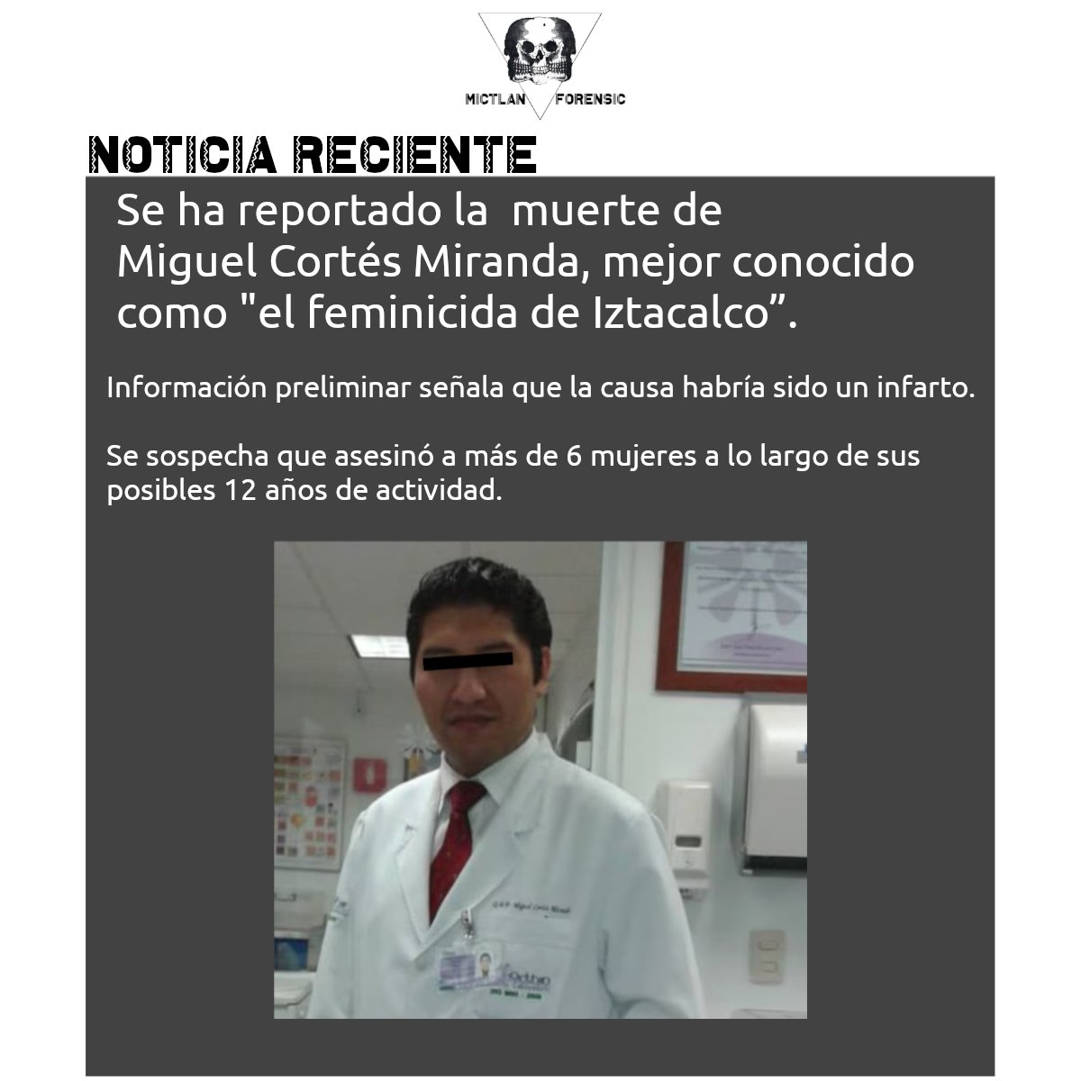 MictlanForensic's tweet photo. Miguel cortes Miranda, fue detenido en el 2024 después  de asesinar a una menor.
#mictlanforensic #noticiasrecientes #feminicidadeiztacalco https://t.co/OxyQayRIxO