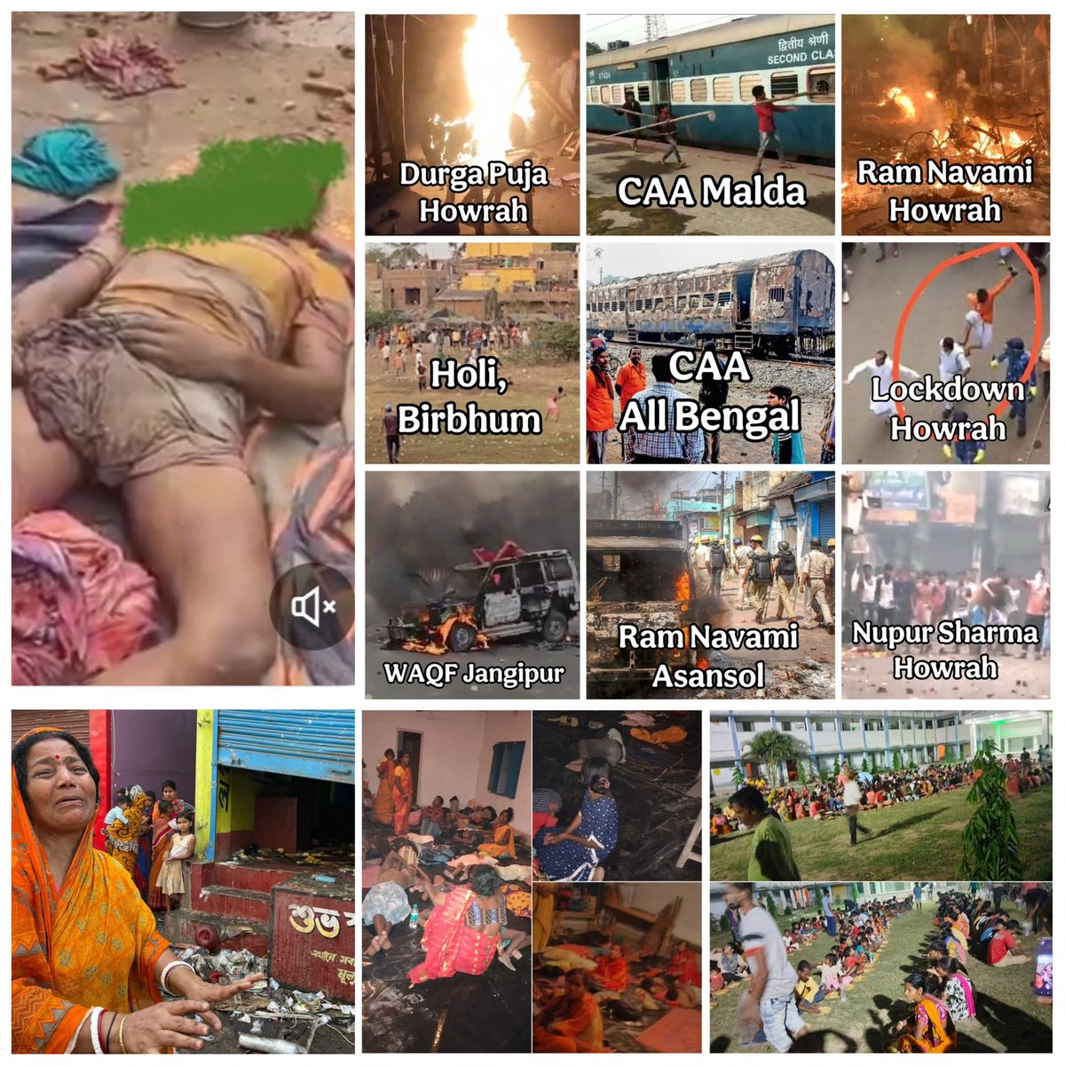 Shehzad_Ind's tweet photo. Even as we observe Ambedkar Jayanti today…. Sanvidhan being assaulted in Bengal.. Yet “Sanvidhan Khatre me” lobby is silent… Sanvidhan doesn’t need to be saved in Bengal because TMC is part of INDI Alliance? 

Sanvidhan Khatre me nahi hai???

•Unleashing a Jihadi killing spree that has already claimed the lives of several innocent Hindus

•Setting public property ablaze and vandalizing Hindu-owned businesses to cripple them economically

•Poisoning drinking water tanks in Hindu villages to force an exodus

•Vandalizing temples with impunity

•Hindus selectively targeted 

��Bengalis are being forced to relive the horrors of the 1946 Great Calcutta Killings

#AmbedkarJayanti