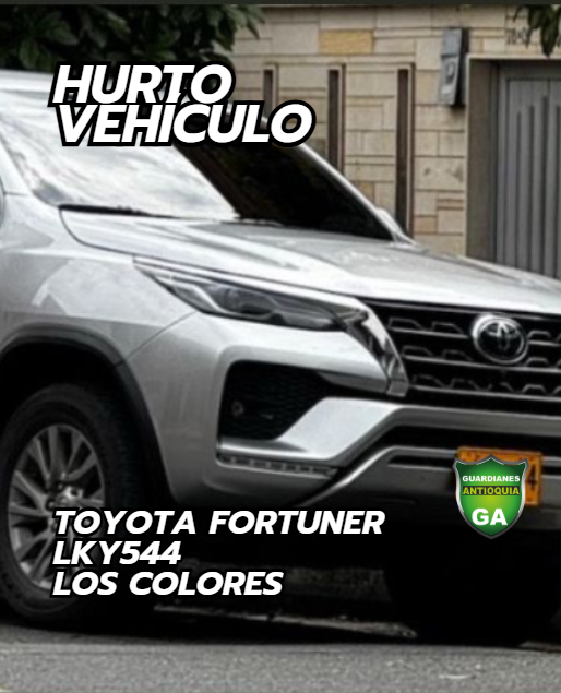 Guardianes_Ant's tweet photo. #HurtodeVehiculo TOYOTA FORTUNER LKY544 LOS COLORES
@PoliciaMedellin @seguridadmed https://t.co/bKq1forWsk